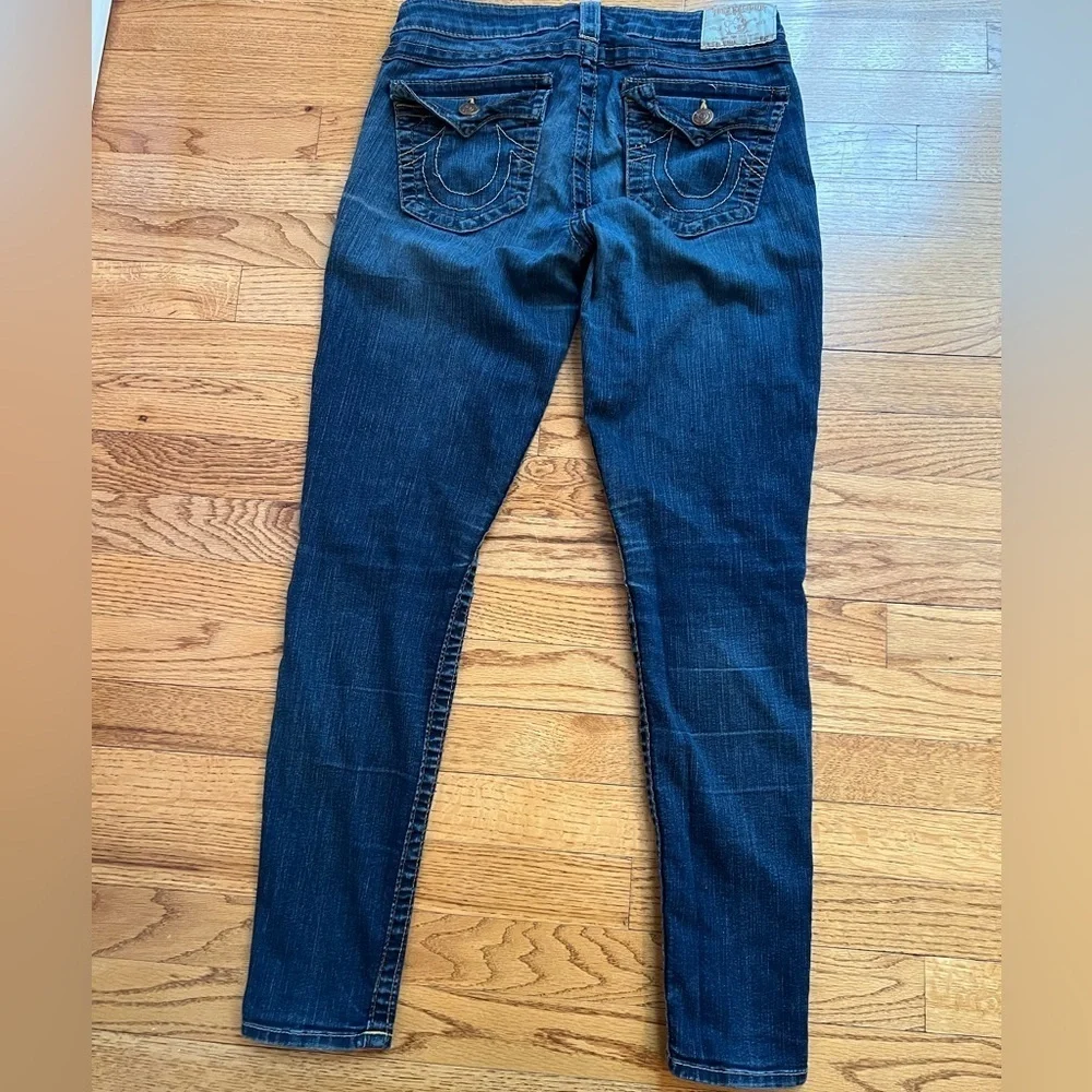 True Religion Women’s Blue Skinny Jeans Distressed Style Size 29 - Picture 3 of 8